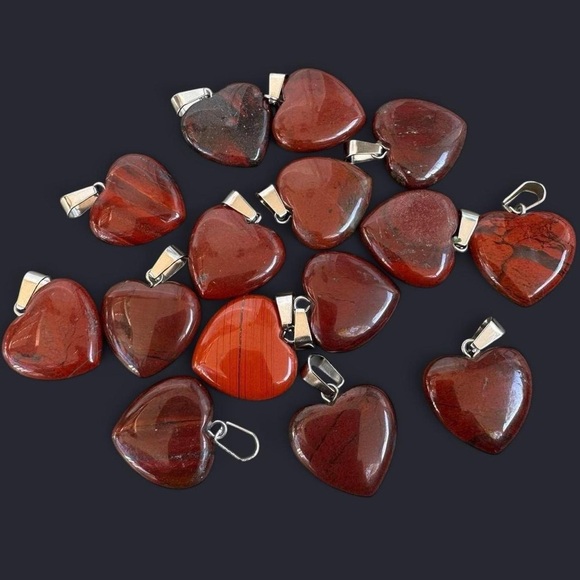 Red Jasper Heart Pendant Necklace - Picture 1 of 4